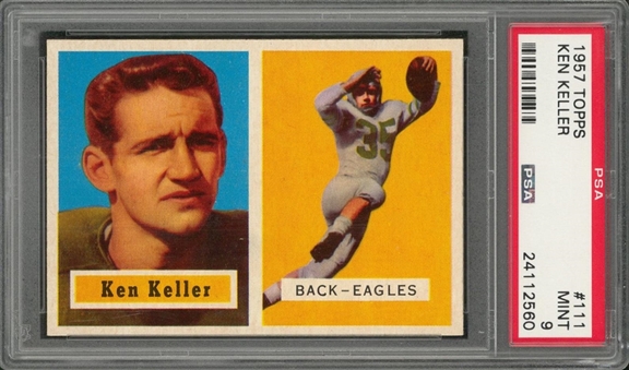 1957 Topps Football #111 Ken Keller – PSA MINT 9